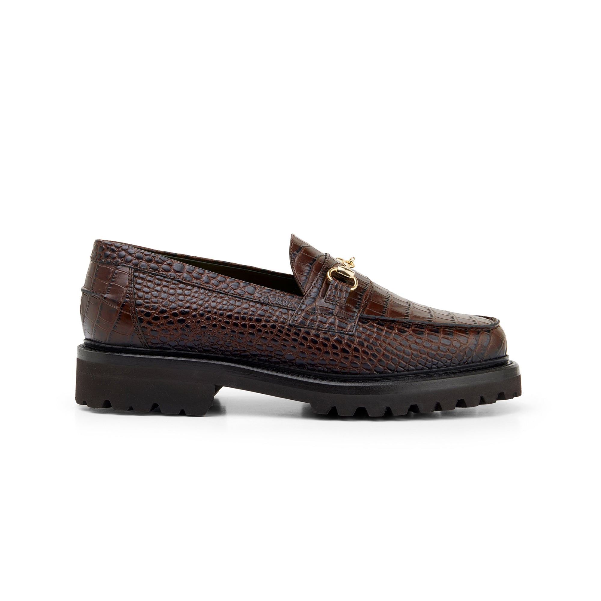 The Mason Horse Bit Loafer, Walnut Croc, Lug Sole